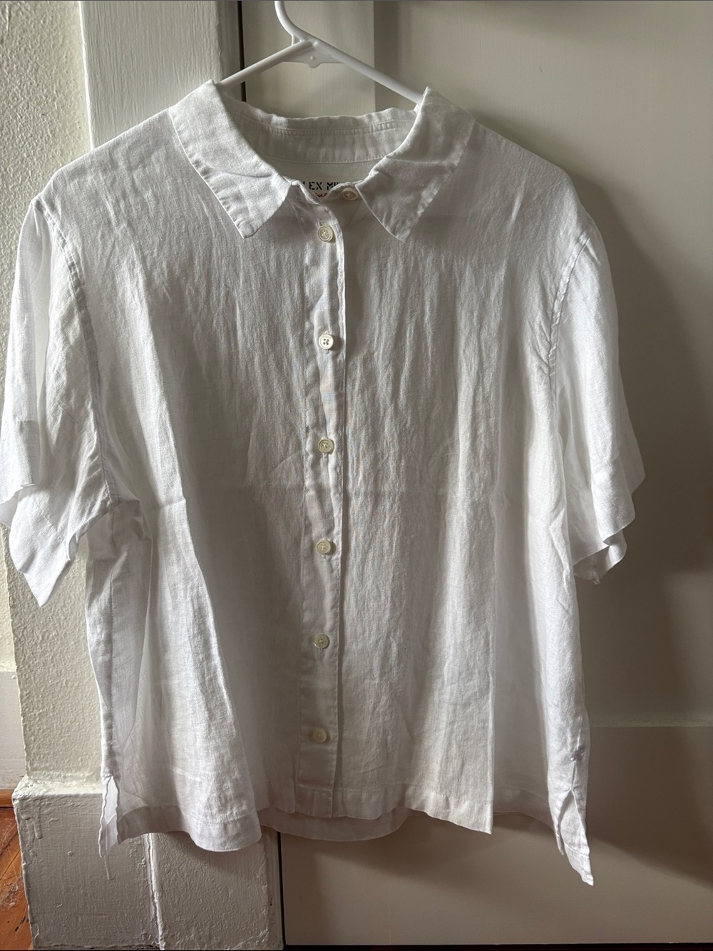 Alex Mill White Linen Short-Sleeve Button-Up Camp Shirt